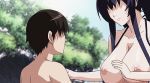  big_breasts breasts_outside busujima_saeko gif highschool_of_the_dead saeko_busujima swimsuit_aside 