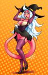 cosplay cosplaying dragon_ball nortuet pink_skin pussy tail white_hair witch_costume witch_hat 