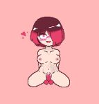  bete_noire betty_noire blushing_face brown_hair dildo glitchtale nude red_dildo red_eyes red_hair squirt 