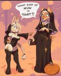  animal_ears corset female_only furry furry_only halloween halloween_costume nun nun_habit nun_hat nun_outfit pumpkin rabbit rabbit_ears rabbit_girl sleeves teer waspsalad 