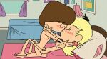 1boy 1girl aged_up bed cartoon_network closed_eyes crossover foster&#039;s_home_for_imaginary_friends hugging jose101 kissing leni_loud mac_(fhfif) nickelodeon nude older penis pussy sex the_loud_house vaginal vaginal_penetration