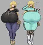  blonde_hair character_sheet closed_eyes gigantic_ass gigantic_breasts hourglass_figure milf original_character s_elbeej sexy smile voluptuous 