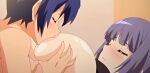  anime bed bedroom big_breasts big_breasts blush breast_grab breast_sucking embarrassed hentai kyonyuu_dosukebe_gakuen 