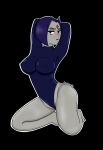  1girl 2021 arms_behind_head clothing dc_comics female female_only leotard markharvest nipples_visible_through_clothing on_knees rachel_roth raven_(dc) solo teen_titans tight_clothing 