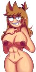 1girl abs areola beach big_breasts breasts eddsworld female_only grinning lustful naked_female nipples nude_female pussy shameless tori_(eddsworld)