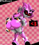 &lt;3 2023 amy_rose anus ass ass_focus bending_over bottomless breasts exposed_ass exposed_pussy female heart heart-shaped_pupils heart_eyes looking_at_viewer metal_amy one_eye_closed palette_limitation peace_sign pixel_art pussy red_eyes robot robot_girl sega sonic_superstars sonic_the_hedgehog_(series) tail text_box thedicock v