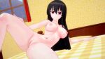 akame_(akame_ga_kill!) akame_ga_kill! alluring black_hair breasts completely_naked completely_naked_female completely_nude completely_nude_female grin long_black_hair long_hair looking_at_viewer naked_female nude nude_female pussy red_eyes smiling_at_viewer spread_legs