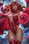  1girl big_breasts brown_hair female_only fully_clothed long_hair marvel marvel_comics nopeys scarlet_witch solo_female solo_focus superheroine wanda_maximoff 