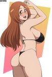  1girl alluring ass bare_legs bare_shoulders bare_thighs big_breasts bleach breasts eyewear female_only from_behind grin high_res highleg highleg_bikini highleg_swimsuit inoue_orihime kurosaki_orihime long_hair mistowing open_mouth open_smile orange_hair pinup revealing_swimsuit round_ass sideboob skimpy skimpy_bikini smile solo_focus sunglasses swimsuit thick_thighs 