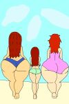 3_girls ass beach big_ass bikini curvy curvy_figure family flat_ass metalpipe55_(artist) milf mom nerdy_female original red_hair sophia_quezada stefania_quezada_(waifuoc-verse) tamara_quezada thicc thong waifuoc-verse