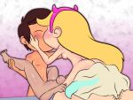  1boy 2_girls blonde_hair breasts brown_hair canon_couple couple jackie_lynn_thomas kissing marco_diaz star_butterfly star_vs_the_forces_of_evil threesome 