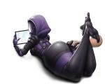  1girl 2021 ass ass_grab bodysuit breasts clothed_female delicioussoup female_focus female_only helmet high_res hood laying_on_stomach looking_back mask mass_effect mature mature_female quarian skintight_bodysuit solo_female solo_focus tagme tali&#039;zorah_nar_rayya thick_ass thick_thighs thighs video_game_character video_game_franchise 