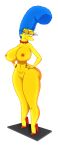  ass blue_hair erect_nipples high_heels huge_breasts marge_simpson nude pearls shaved_pussy the_simpsons thick_thighs yellow_skin 