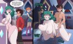 1boy 2_girls ass breasts brown_hair couple eclipsa_butterfly higgs higgs_(svtfoe) marco_diaz nipples orange_hair sex star_vs_the_forces_of_evil