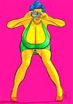  bottomless camera huge_breasts marge_simpson no_panties pubic_hair pussy the_simpsons thighs 