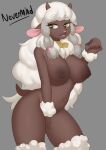  1girl 2019 absurd_res anthro anthrofied big_breasts bovid breasts caprine conditional_dnp cowbell fur high_res holding_object holding_pok&eacute;ball horizontal_pupils horn huge_breasts mammal navel nintendo nipples open_mouth pink_nose pok&eacute;ball pok&eacute;mon pok&eacute;mon_(species) pok&eacute;morph pokeball pokemon pokemorph pupils simple_background video_games whisperingfornothing wool_(fur) wooloo 