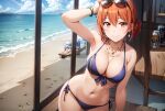  1826313 1girl alluring beach big_breasts bikini cleavage milf ocean orange_hair yahari_ore_no_seishun_lovecome_wa_machigatteiru. yuigahama_yui&#039;s_mother 