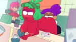  big_breasts cartoon_network drupe enid_mettle gif green_hair licking_ass melieconiek ok_k.o.!:_let&#039;s_be_heroes purple_hair red_action red_hair soft_serve 