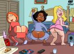  american_dad anus ass crossover donna_tubbs family_guy francine_smith gkg lois_griffin shaved_pussy the_cleveland_show thighs 