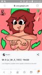  bad_drawing_skills big_breasts brown_hair erickverse erika_(oc) green_clothes green_hat mr.x_(artist) ripping_clothing taking_clothes_off 