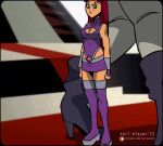  2_girls 2girls animated ass crushed dat_ass dc female female_only giantess huge_ass larger_female macro no_sound raven_(dc) short_playtime size_difference smaller_female starfire tail-blazer teen_titans video webm 