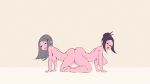  16:9_aspect_ratio 1girl 2_girls ahoge all_fours anal anal_insertion anal_object_insertion areola ass ass-to-ass bouncing_breasts breasts closed_eyes dildo doggy_position double_dildo female/female female_only flou gif glasses hair_bun hair_ornament hairclip hanging_breasts in_profile insertion long_hair loop megane multiple_girls nipples nude object_insertion original sex sex_toy simple_background taken_from_behind tied_hair yuri 