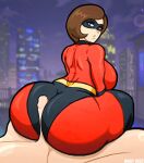  1boy 1girl ass big_ass big_breasts biggy_deez bodysuit bottom_heavy breasts brown_hair bubble_butt buttjob cartoon_milf city city_background clothed_female clothed_female_nude_male covered_buttjob dat_ass disney domino_mask dumptruck_ass erection fat_ass gloves helen_parr hips huge_ass light-skinned_female light-skinned_male light_skin lips looking_back lying lying_on_back male male/female mask massive_ass milf nude nude_male on_back penis pixar pixar_milf sex sexy sexy_ass sitting_on_lap sitting_on_person smelly_ass stockings superhero_costume superheroine the_incredibles thick_ass thick_thighs thighs wide_hips 