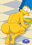  ass buttplug kneel marge_simpson nude shaved_pussy sideboob the_simpsons thighs 