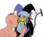 2boys 2d 2d_(artwork) anon anonymous_male areola bald blush cape clothed clothing darkner deltarune deltarune_chapter_1 digital_media_(artwork) duo faceless_character faceless_male gay hand_on_body hand_on_head hat headgear heart humanoid imp jester jevil jevil_(deltarune) kuruko_(artist) looking_down looking_pleasured male male/male male_only mostly_nude navel nipple_suck nipple_sucking nipples nude one_eye_closed pants pointy_ears sharp_teeth shirt slightly_chubby smile standing sweat teeth third-party_source undertale_(series) video_game_character video_games white_background yaoi yellow_eyes