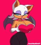  1girl 2d 2d_animation animated anthro bat bat_wings big_breasts blinking blue_eyes bouncing_breasts breasts cleavage color eyelashes female_focus female_only frame_by_frame furry gif holding_breasts loop open_mouth purple_eyeshadow rouge_the_bat scruffmuhgruff sega short_playtime simple_background sonic_the_hedgehog_(series) thick_thighs thighs white_hair 