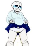 1boy 2015 2d 2d_(artwork) animated_skeleton blue_blush blush bow_panties chubby digital_media_(artwork) looking_at_viewer male male_only monster omorashi panties partially_colored pee peeing peeing_self sans sans_(undertale) skeleton skirt skirt_lift skirt_up slightly_chubby suckmytrombone sweater thick_thighs tumblr undead undertale undertale_(series) urinating urination video_game_character video_games white_background white_panties