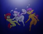  3girls anthro apple_bloom apple_bloom_(mlp) asphyxiation barefoot bubbles byondrage cub cutie_mark_crusaders cutie_mark_crusaders_(mlp) daemont92 drowning featureless_chest featureless_crotch feet female female_only flat_chest friendship_is_magic hasbro my_little_pony navel nude panicking pegasus peril pony scootaloo scootaloo_(mlp) skinny_dipping struggling sweetie_belle sweetie_belle_(mlp) swimming tagme tunnel underwater unicorn water young 