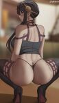 1girl big_breasts black_hair bubble_butt cleavage horny inviting_to_sex looking_at_viewer oroborus red_eyes spy_x_family stockings teasing thick_thighs yor_briar yor_forger