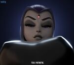  1girl 3d 3d_(artwork) big_breasts blender_(software) breasts dc_comics erect_nipples erect_nipples_under_clothes goth goth_girl leotard low-angle_view nipples pov pov_eye_contact raven_(dc) sexy sexy_breasts smitty34 tagme teen_titans young_adult 