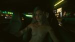  cyberpunk_2077 driving driving_car driving_naked judy_alvarez naked night night_city nipples nude nude_female porsche tattooed_breast tattooed_girl tattoos vehicle vehicle_interior 