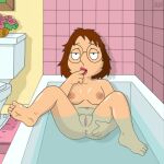  1girl anus areola ass astrohamus bath bathroom black_eyes breasts brown_hair completely_nude eyewear family_guy feet finger_in_mouth genitals glasses half-closed_eyes indoors light-skinned_female light_skin looking_at_viewer medium_breasts meg_griffin naughty_face navel nipples nude partially_submerged presenting presenting_anus pussy round_glasses sexy sexy_body sexy_breasts short_hair spread_anus spread_ass spread_legs spreading water wet wet_skin 