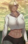  1girl 1girl 1girl abs annie_leonhardt attack_on_titan big_breasts big_breasts blonde_hair blue_eyes breasts clothed_female eye_contact female_focus female_only fully_clothed long_hair looking_at_viewer muscular_female savagexthicc shingeki_no_kyojin solo_female solo_focus tagme teen thick_thighs thunder_thighs tight_clothing toned_female wide_hips 