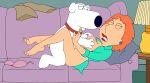  bottomless bra brian_griffin caressing_breasts closed_eyes couch family_guy lois_griffin panties pillow sex simple_coloring 
