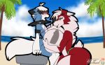 1boy 1girl anthro beach big_breasts fur furry huge_breasts johnithanial male/female massive_breasts mother_&amp;_son ocean paizuri palm_tree x-ray
