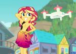  beach breasts edit edited_screencap equestria_girls fab3716 friendship_is_magic my_little_pony partially_nude pinup pinup_pose selfpic sunset_shimmer sunset_shimmer_(eg) topless topless_female 