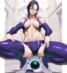 1girl absurd_res bare_shoulders big_breasts black_hair breasts breasts_apart clothed_female collarbone detached_sleeves female_focus female_only high_heels high_res looking_at_viewer mature mature_female medium_breasts medium_hair merlin_(nanatsu_no_taizai) merlin_(the_seven_deadly_sins) mole mole_under_eye nanatsu_no_taizai navel parted_lips purple_jacket purple_shorts purple_thighhighs short_hair short_shorts sleeveless sleeveless_jacket smile solo_female solo_focus stockings tagme the_seven_deadly_sins thighs yellow_eyes yoshi55level yoshio_(55level)