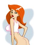  1girl alluring ass callmepo disney hair kim_possible kimberly_ann_possible lipstick naked_from_the_waist_down orange_hair shirt 