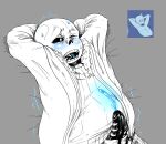 1boy 2018 2d 2d_(artwork) animated_skeleton blue_blush blue_cum blush bodily_fluids clothed cum cum_on_body cum_on_self cumming cumshot digital_media_(artwork) ejaculation fluids genital_fluids genitals hands_behind_head jacket male male_only one_eye_closed partially_colored penis penis_out pleasure_face ribbed_penis sans sans_(undertale) skeleton solo solo_male sweat the-shewolf-den trembling undead undertale undertale_(series) video_game_character video_games