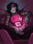 1boy 2d 2d_(artwork) android balls biting_lip blush clothed clothing cum cum_drip digital_media_(artwork) erection girly glowing hair hair_over_one_eye heart hotlegmeme humanoid humanoid_robot legs_spread long_hair looking_at_viewer machine male male_only mettaton mettaton_ex penis robot robot_boy robot_humanoid robotic_penis seductive seductive_eyes smile solo_male spread_legs teeth testicles undertale undertale_(series) video_game_character video_games