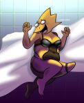 1_girl 1girl 2020s 2023 alphys alphys_(undertale) alternate_version_available anthro anthro_only artist_name black_lingerie blush breasts buckteeth chubby embarrassed_nude_female female_anthro female_only glasses lingerie lizard lizard_girl lizard_tail monster monster_girl navel nerd nerdy_female non-mammal_breasts non-mammal_navel overweight overweight_anthro pinup reptile reptile_girl reptile_humanoid reptile_tail scalie shy solo_anthro solo_female tail undertale undertale_(series) video_games voidsdroids voidsfluffs yellow_body yellow_skin