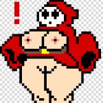 ! 1:1 1:1_aspect_ratio breasts breasts_out_of_clothes exclamation_mark exclamation_point female_only nipples nude pixel_(artwork) pixel_art pixelated shy_gal standing