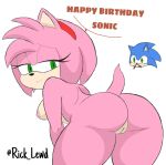  1boy 1girl alternate_version_available amy_rose anthro ass bedroom_eyes bent_over big_ass blood bodily_fluids butt_grab color completely_nude completely_nude_female dat_ass eulipotyphlan female furry hand_on_butt hedgehog high_res looking_back male mammal naked_female narrowed_eyes nosebleed nude nude_female rickamv seductive sega sonic_the_hedgehog sonic_the_hedgehog_(series) thick_thighs 