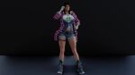 1girl 360_view 3d alluring animated ass belt big_breasts brunette clothed female_only glasses gloves julia_chang keyd10iori loop namco nude pubic_hair pussy render shirt shoes shorts socks solo_female tekken video video_games webm