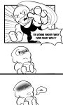 2010s 2018 2_girls 3koma alphyne alphys alphys_(undertale) anthro anthro_only black_and_white blush blushing_female clothed clothing comic comic_panel duo ear_fins english_text female/female female_anthro female_only fish fish_girl glasses hair lizard lizard_girl marine melle-d mellednsfw monster monster_girl reptile reptile_girl scalie speech_bubble suggestive text text_bubble undertale undertale_(series) undyne unphys white_background yuri