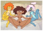 3_girls amphibia amphibian anne_boonchuy brown_hair completely_nude_female ivy_sundew looking_at_viewer maddie_flour masterohyeah orange_hair